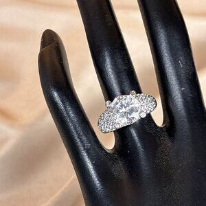 Silver Engament Ring With Cz Size 7 A105 Silver Jewelry